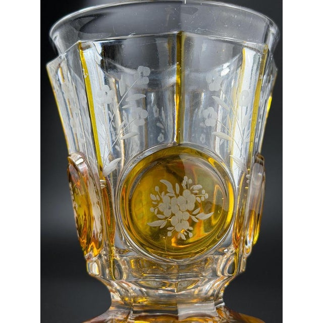 Antique Amber Cut Glass Vase with Floral Medallions, 1890s For Sale - Image 6 of 12