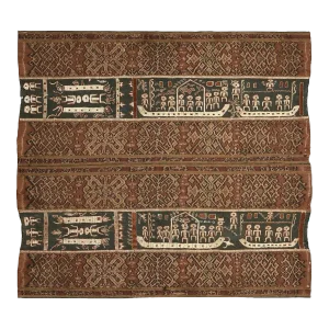 Ikat and Embroidery Textile Panel from Sumatra Indonesia