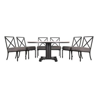 McKinnon and Harris Stone Top Dining Table and Six Dining Chairs For Sale