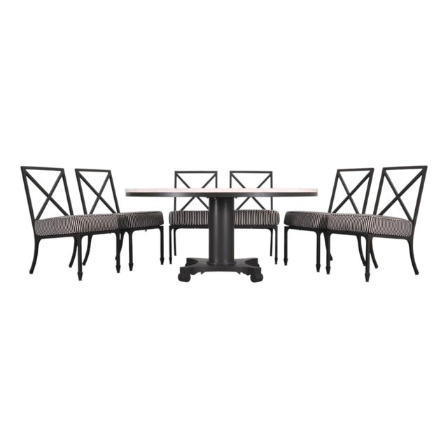 McKinnon and Harris Stone Top Dining Table and Six Dining Chairs For Sale