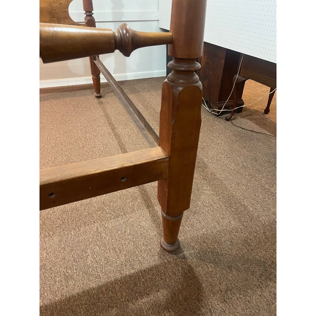 Tiger Maple Colonial Virginia Acorn Full Bed Frame 1800's For Sale - Image 6 of 12