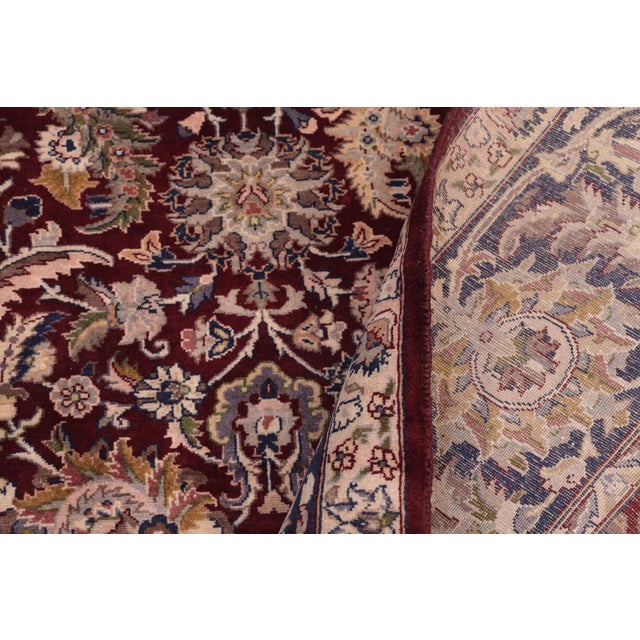 Textile Shabby Chic Floral 1990's Pak-Persian Red/Blue Wool Rug - 6'1'' X 8'9'' For Sale - Image 7 of 9
