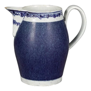 English Pearlware Pottery Jug With Speckled Blue Glaze