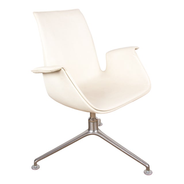 Danish Model FK 6725 Armchair in White Leather and Chromed Steel by Preben Fabricius and Jørgen Kastholm for Walter Knoll, 2000s For Sale