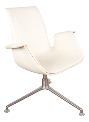 Danish Model FK 6725 Armchair in White Leather and Chromed Steel by Preben Fabricius and Jørgen Kastholm for Walter Knoll, 2000s
