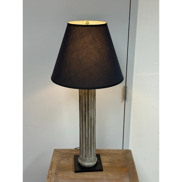 Rustic Restoration Hardware 19th Century Zinc Column Table Lamp For Sale - Image 3 of 12