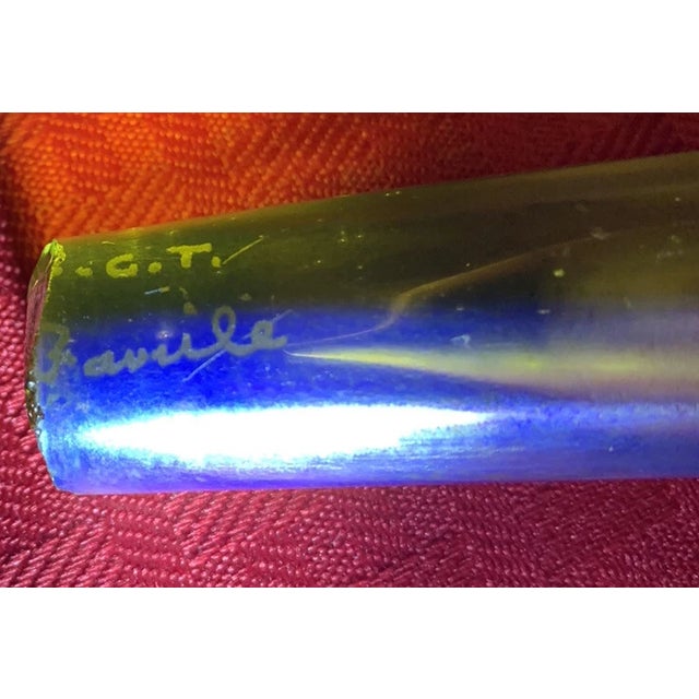 Antique 18" l.c. Tiffany Favrile Iridescent Trumpet Vase With Tiffany Furnaces Bronze Base For Sale - Image 11 of 12