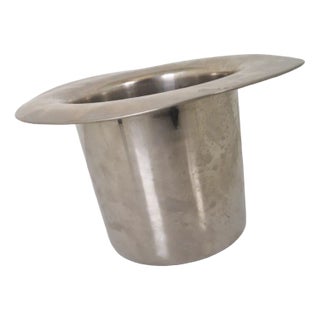 Art Deco Style Metal Top Hat Ice Bucket, 1980s For Sale