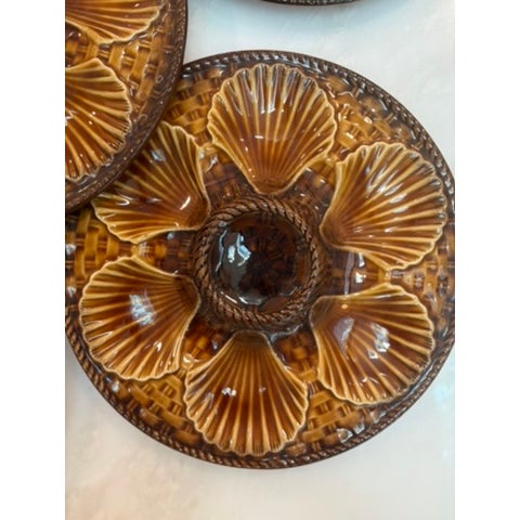 Mid 20th Century Antique French Longchamp Faïence Oyster Plate For Sale - Image 5 of 13