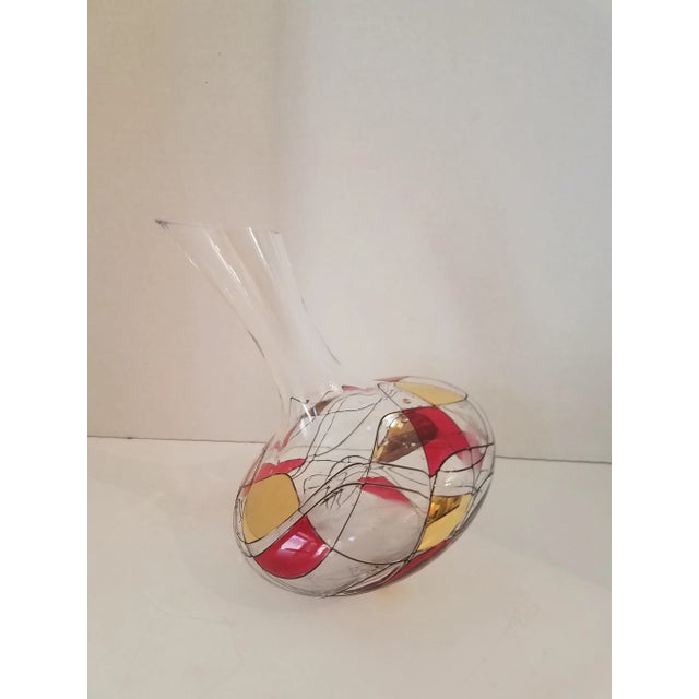 Art Glass Angled Base Hand Blown Vase For Sale - Image 4 of 6