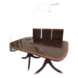 Chippendale Banded Mahogany Dining Table and Chairs For Sale