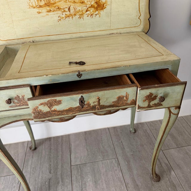Celadon 19th Century Painted Lady’s Desk or Vanity For Sale - Image 8 of 12