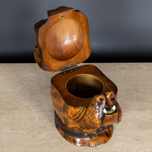 Antique 19th Century Victorian Wood of Life Bulldog Tobacco Jar, 1890s For Sale - Image 13 of 18