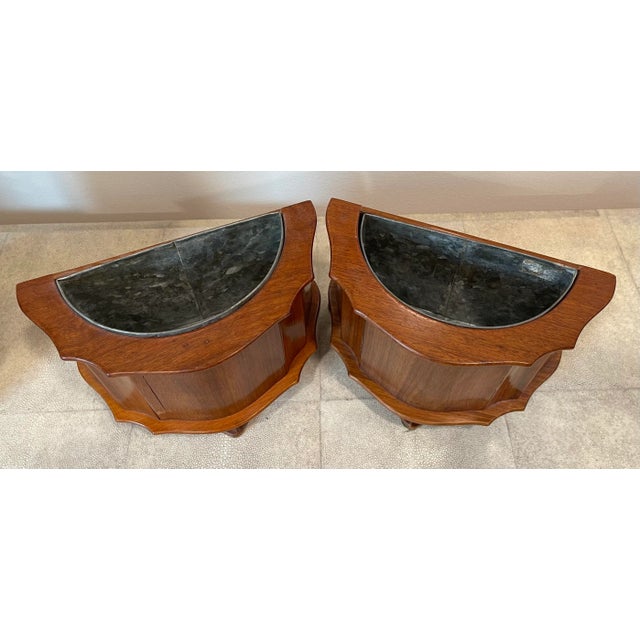 Vintage English Carved Cachepot With Metal Inserts. For Sale In Miami - Image 6 of 12