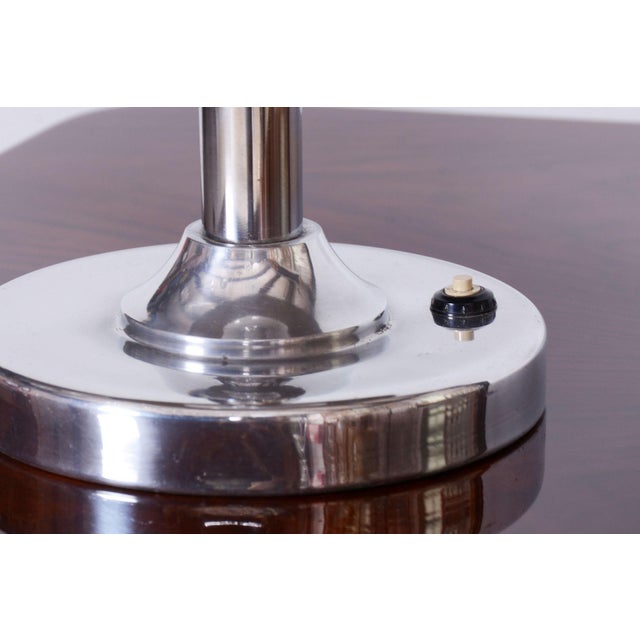 Metal Bauhaus Table Lamp in Nickle-Plated Steel attributed to Franta Anýž, Czechia, 1920s For Sale - Image 7 of 9