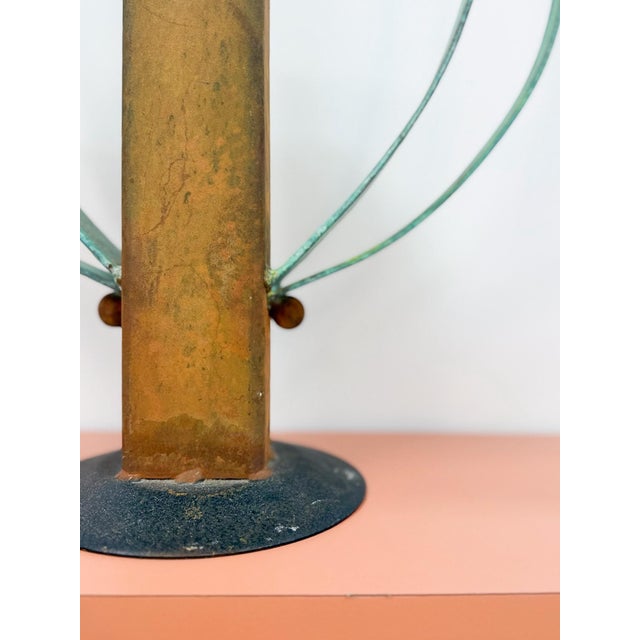 Metal Vintage Sculpture Brutalist Rusted Steel Oxidized Bronze Horns Vase Art For Sale - Image 7 of 12
