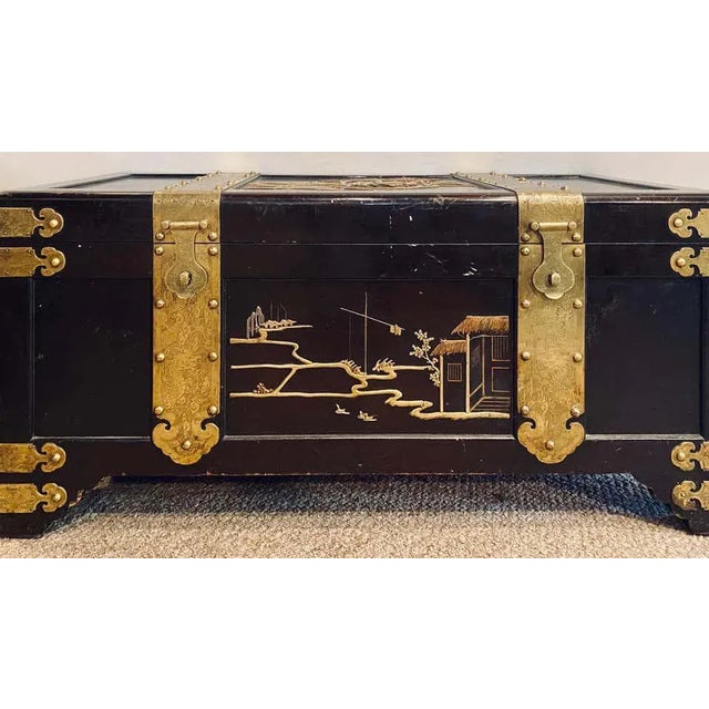 1920s Asian Dowry, Blanket or Storage Chest, Bronze Decorated J. L. George For Sale - Image 5 of 13