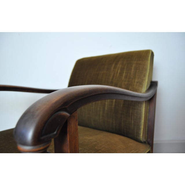 Wood Danish Art Deco Green Velvet Lounge Chair, 1930s For Sale - Image 7 of 17