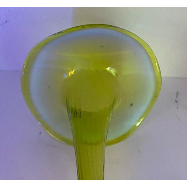 Glass Antique Green Art Glass Vase, Jack-In-The-Pulpit For Sale - Image 7 of 10