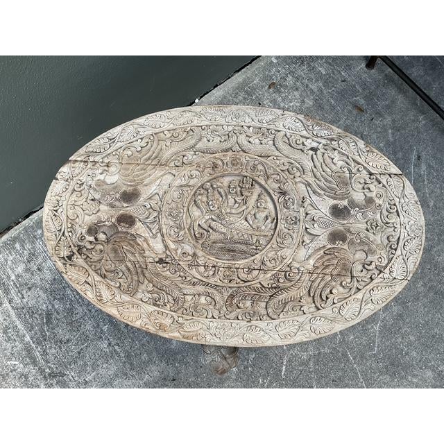 Vintage Hand Carved Elephant Side Table For Sale - Image 9 of 13