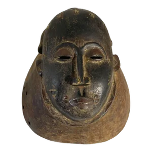 Rare Old Baule Portrait Head Mask/Helmet Mblo/Kpan Africa