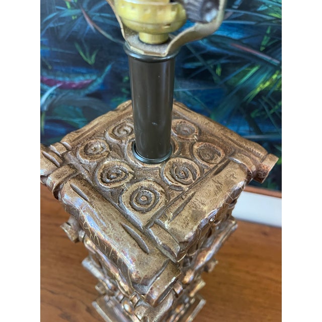 Late 20th Century Vintage Hollywood Regency Style Faux Bamboo Column Table Lamp For Sale - Image 5 of 11