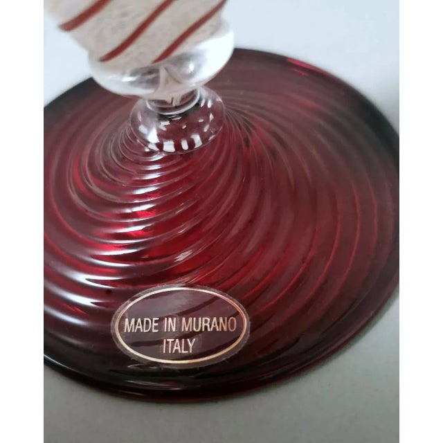 1970s Murano Glass Goblet "Tipetto" Red Blown Glass With Gold Leaf Decoration For Sale - Image 10 of 12