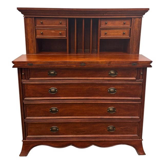 Vintage Traditional American Style Cherry Secretary Desk For Sale