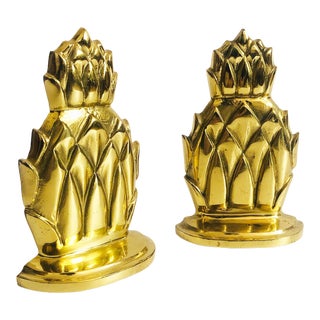 Vintage Brass Pineapple Bookends For Sale