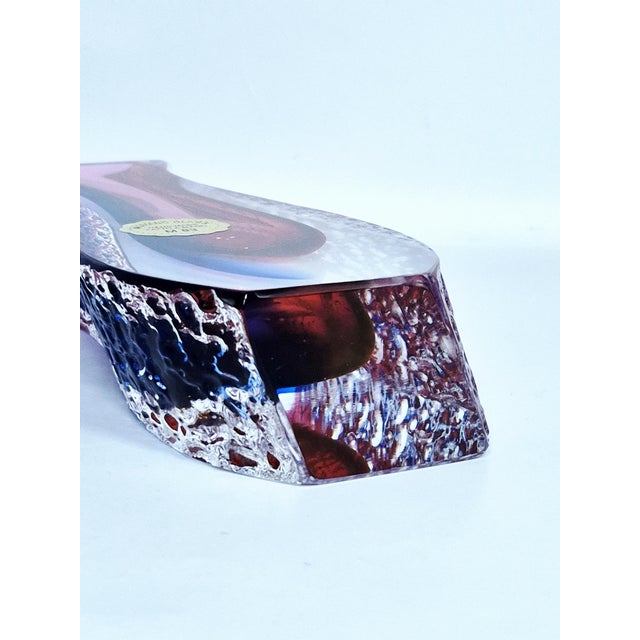 Glass Mid-Century Murano Sommerso Textured Glass Vase by Alessandro Mandruzzato For Sale - Image 7 of 12