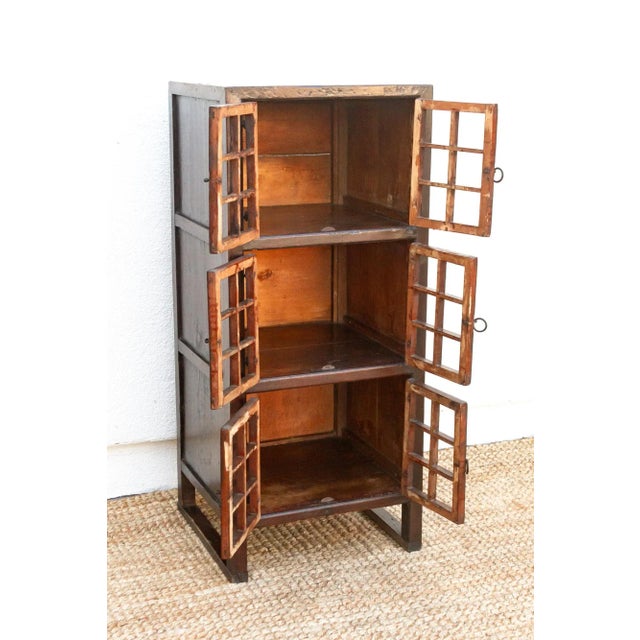 Antique Lattice Doors Slim Kitchen Cabinet For Sale - Image 11 of 12
