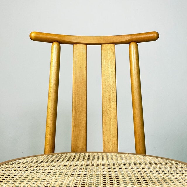 Set of Italian Modern Wood and Vienna Straw High Backed Chairs, 1980s For Sale - Image 4 of 13