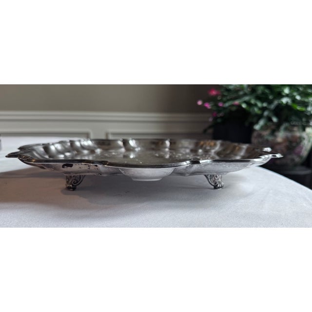 Mid 20th Century Vintage F B Rogers Silver Plate Footed Tray For Sale - Image 5 of 14