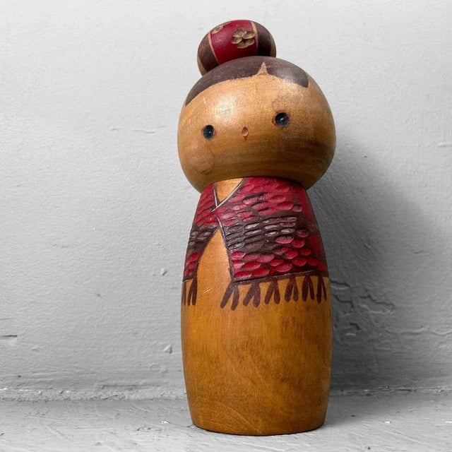 Mid-Century Modern Vintage Sosaku Kokeshi by Hiroe Fukushima, Japan, 1975 For Sale - Image 3 of 12