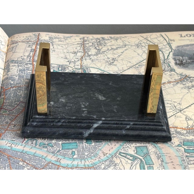 1980s Marble and Brass Business Card Holder For Sale - Image 6 of 9