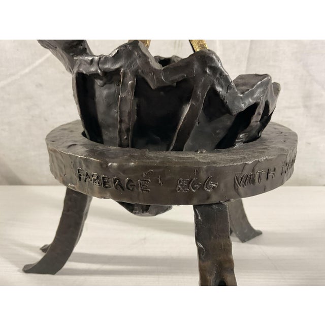Faberge Egg With Hammer and Sickle Bronze Sculpture by Herbert Simon, 1994 For Sale - Image 6 of 8