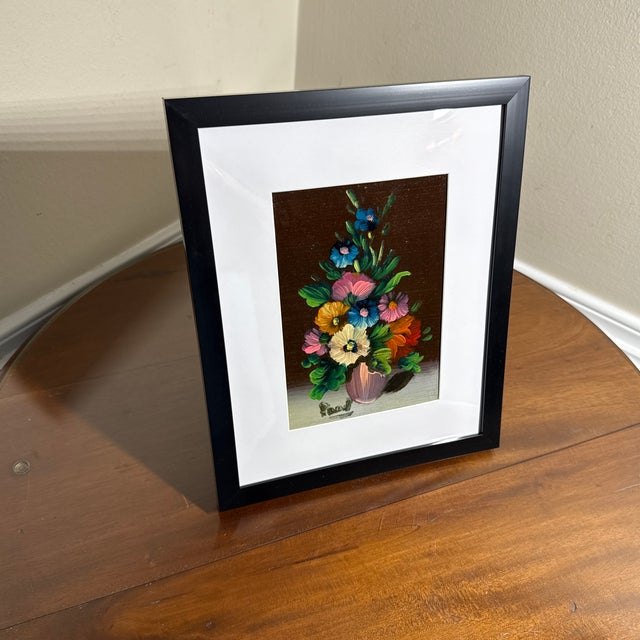 1970s Vintage Floral Still Life Painting Framed For Sale - Image 5 of 6