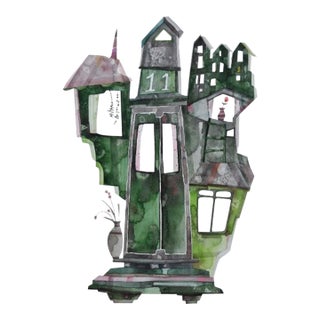 New York No. 11 - Original Modern Urban Architecture Watercolor Painting on Paper For Sale