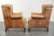 Offered by ByThijs is this set of two beautiful light cowhide wing armchairs with a timeless English look and excellent...