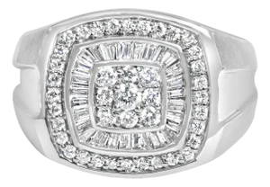 14K White Gold Men's Diamond Band Ring (1 cttw, H-I Color, SI1-SI2 Clarity) - Size 9.5