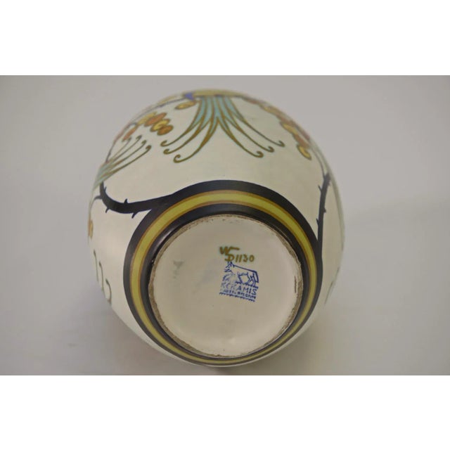 Art Deco Ceramic Porcelain Vase Birds of Paradise by Jan Wind, 1920s For Sale - Image 10 of 12
