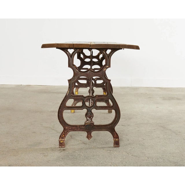 Late 19th Century 19th Century French Industrial Style Pine Iron Dining Table For Sale - Image 5 of 13