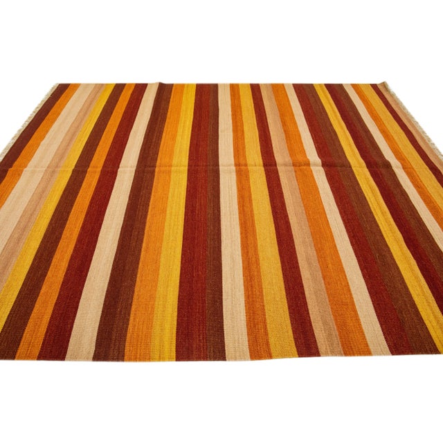 2020s 2020s Modern Kilim Handmade Multicolor Geometric Wool Rug For Sale - Image 5 of 7