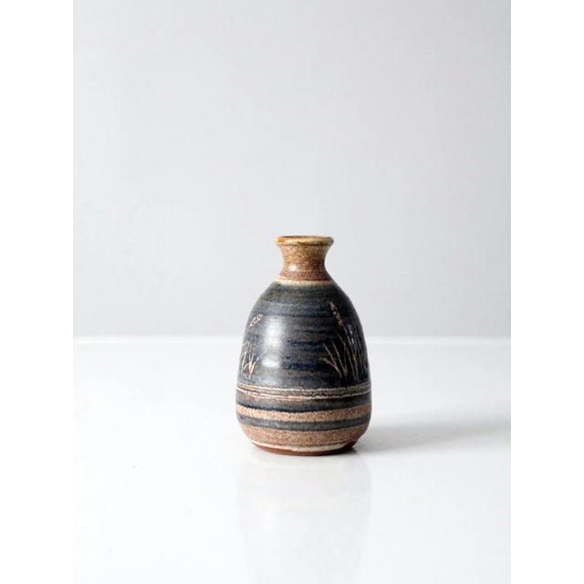 Late 20th Century Vintage Studio Pottery Bottleneck Vase For Sale - Image 5 of 8