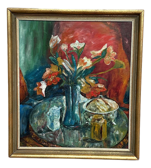 Scandinavian Artist, Vase, 1960s, Oil on Panel, Framed