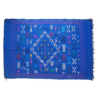 Moroccan Blue Berber Rug - 4'9'' X 3'2'' For Sale
