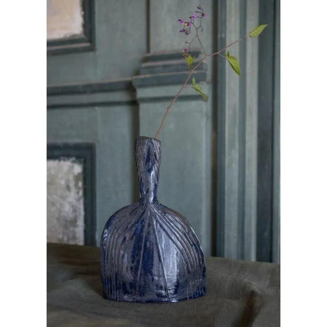 Indigo Sandstone Vase B by Mylene Niedziałkowski For Sale - Image 4 of 5