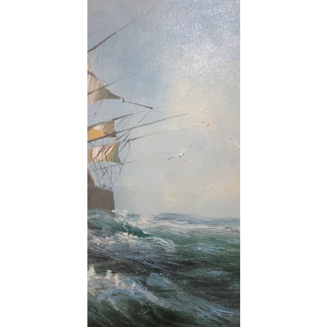 WALLEN-Clipper Ship, Stormy Seas, Marine Nautical Oil Painting For Sale - Image 10 of 11