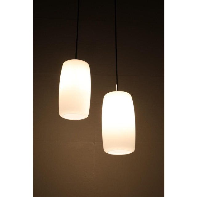 Large Opal Glass Hanging Lamps from Lyfa, 1960s, Set of 2 For Sale - Image 11 of 13