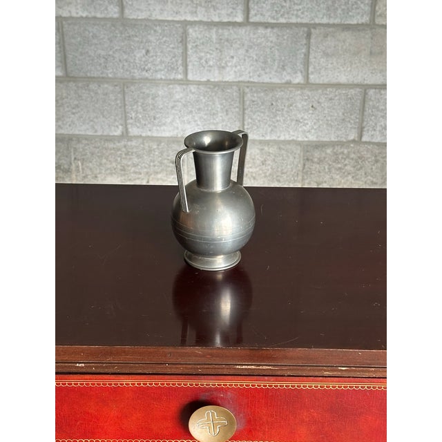 1930s 1930s Swedish Pewter Handled Vase by Svenskt Tenn Handarbete For Sale - Image 5 of 7
